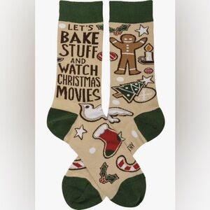 Primitives by Kathy adult socks “Let’s Bake Stuff and Watch Christmas Socks” NWT